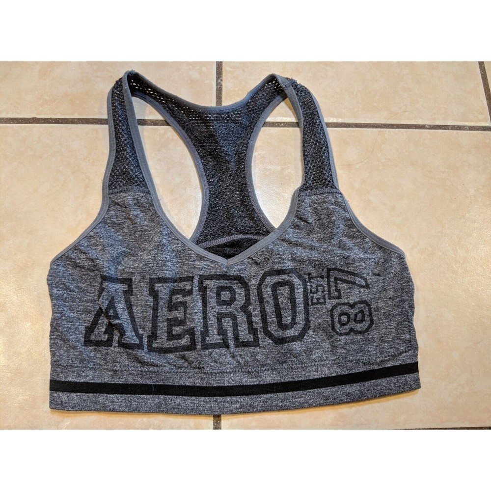 Aeropostale AERO Women's Sport Bra Gray Size L ~ 24/26in (NO PADS)